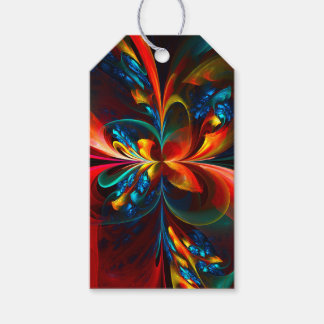 Etiqueta Para Presente Padrão Azul Laranja-Abstrato Floral Moderno #14