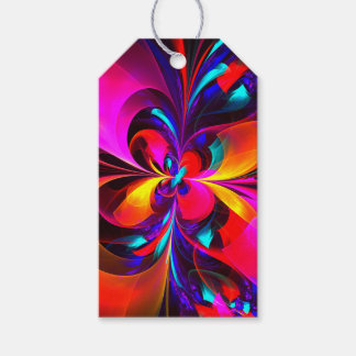 Etiqueta Para Presente Padrão Azul Vermelho Abstrato Floral Moderno #07