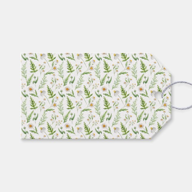 Etiqueta Para Presente Padrão Botânico da Flor Chamomile (Frente (horizontal))