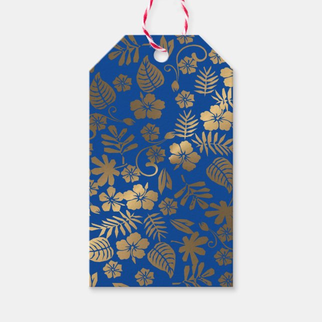 Etiqueta Para Presente Padrão botânico dourado (Frente)