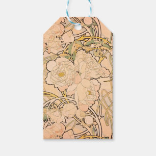 Etiqueta Para Presente Padrão Clássico de Jardim de Peônia Art Nouveau po