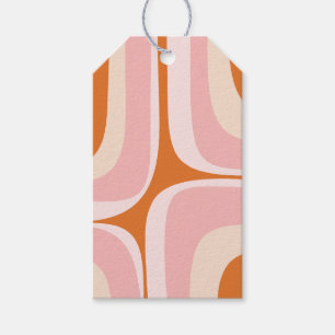 Etiqueta Para Presente Padrão de Abstrato cor-de-rosa e laranja do Groove