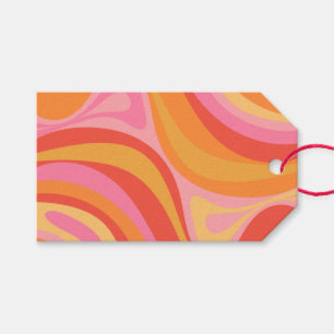Etiqueta Para Presente Padrão de Abstrato cor-de-rosa e laranja retrorref