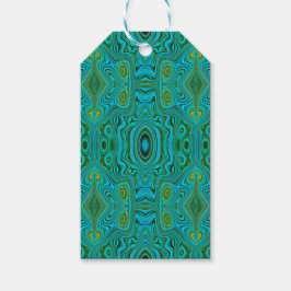 Etiqueta Para Presente Padrão de Abstrato do Trippy Retro Turquoise Chart