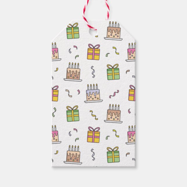 Etiqueta Para Presente Padrão de aniversário alegre (Frente)