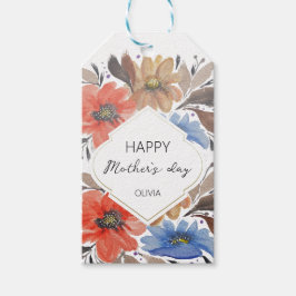 Etiqueta Para Presente Padrão de Aquarela Floral Azul Pastel Personalizad