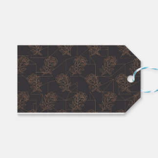 Etiqueta Para Presente Padrão de Arte de Linha Geométrica em Rose Gold