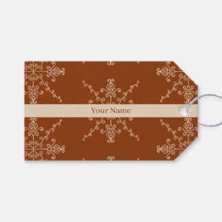 Etiqueta Para Presente Padrão de Arte Linear Boho Indiano Marrom Personal