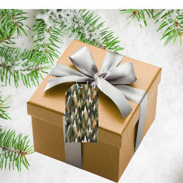 Etiqueta Para Presente Padrão de árvore do pinheiro florestal legante | F