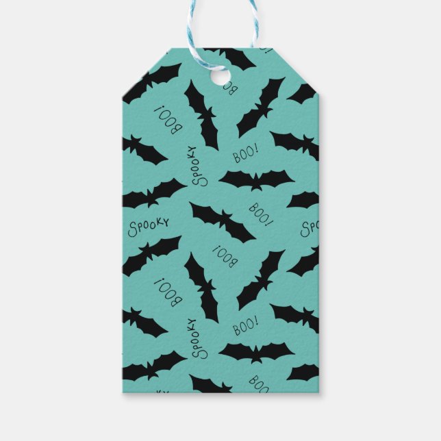 Etiqueta Para Presente Padrão de Bat do Dia das Bruxas (Frente)