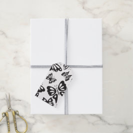 Etiqueta Para Presente Padrão de Borboleta - Preto e Branco
