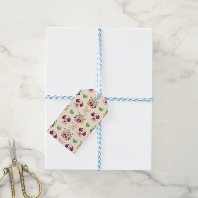 Etiqueta Para Presente Padrão de Cachorro Adorável  (Com cordão)