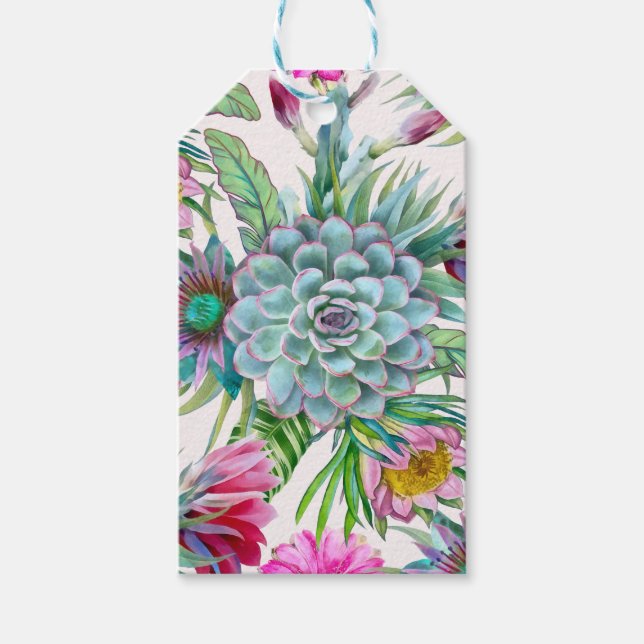 Etiqueta Para Presente Padrão de Cactos (Frente)