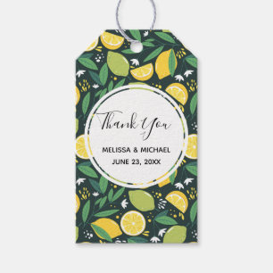 Etiqueta Para Presente Padrão de comida de fruta de limão amarelo e lima