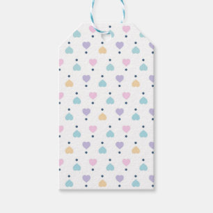 Etiqueta Para Presente Padrão de Coração de Amor Pastel