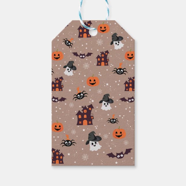 Etiqueta Para Presente Padrão de Dia das Bruxas pálido (Frente)