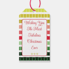 Etiqueta Para Presente Padrão De Faixa De Férias Em Vermelho E Verde E Do