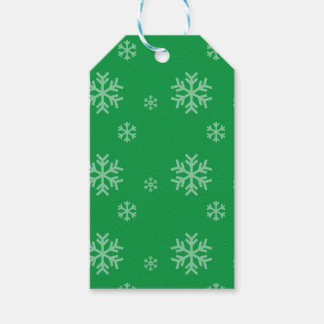 Etiqueta Para Presente Padrão de Floco de Neve Verde Festa de Inverno Mod