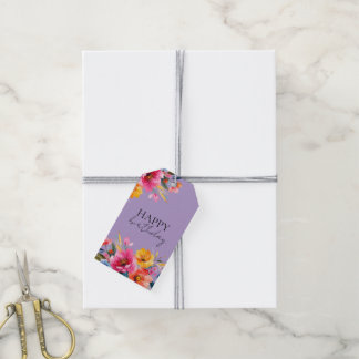 Etiqueta Para Presente Padrão de Flor de Aquarela | Floral Moderna