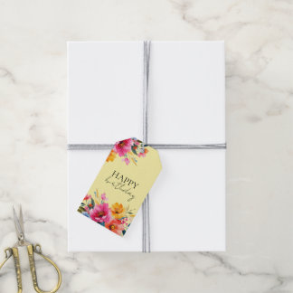 Etiqueta Para Presente Padrão de Flor de Aquarela | Floral Moderna