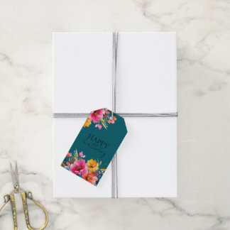 Etiqueta Para Presente Padrão de Flor de Aquarela | Floral Moderna