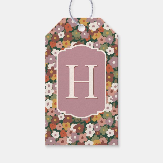 Etiqueta Para Presente Padrão de Flor Festiva de Outono (Frente)