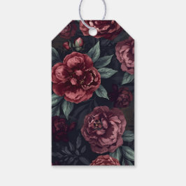 Etiqueta Para Presente Padrão de Flores Mal-humoradas Aquarela Vermelho E