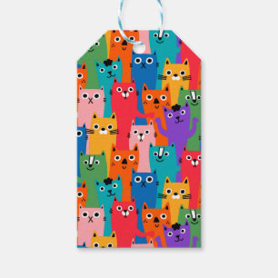 Etiqueta Para Presente Padrão de gatos coloridos