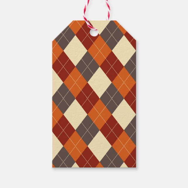 Etiqueta Para Presente Padrão de Gingham de outono (Frente)
