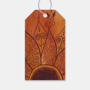 Etiqueta Para Presente Padrão de girassol abstrato