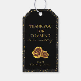 Etiqueta Para Presente Padrão de Gótico das Estrelas Pretas e Douradas