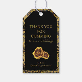 Etiqueta Para Presente Padrão De Gótico Preto E Dourado