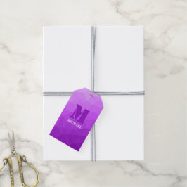 Etiqueta Para Presente Padrão de malha geométrica ombre roxo Monograma