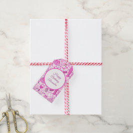 Etiqueta Para Presente Padrão de Moda Rosa e Rosa Quente de Barbiecore