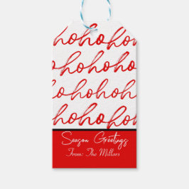 Etiqueta Para Presente Padrão de Natal do Script Vermelho e Branco Modern