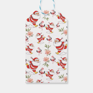 Etiqueta Para Presente Padrão de Natal para Papais noeis Tropicais Flamin