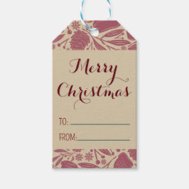 Etiqueta Para Presente Padrão de Natal Red Retro Cozy