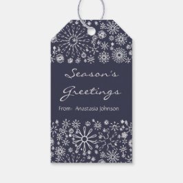 Etiqueta Para Presente Padrão de Neve Festiva Legal na moda