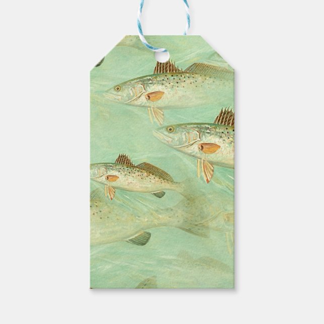 Etiqueta Para Presente Padrão de Peixes de Bass (Frente)