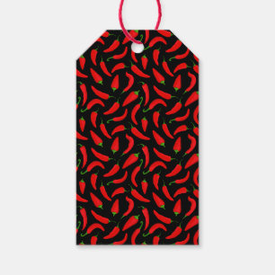 Etiqueta Para Presente Padrão de Pepper Vermelho Negro