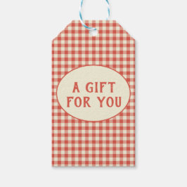 Etiqueta Para Presente Padrão de Quadro de Verificação Vermelho da Trendy