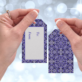 Etiqueta Para Presente Padrão de rendas roxas e prateadas