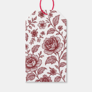 Etiqueta Para Presente Padrão de Rosa da Vintage Vermelha Escura para n d