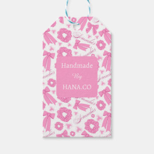 Etiqueta Para Presente Padrão de Scrunchies Rosa Feminino Acessório de Ca