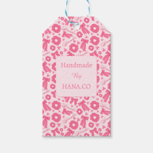 Etiqueta Para Presente Padrão de Scrunchies Rosa Feminino Acessório de Ca