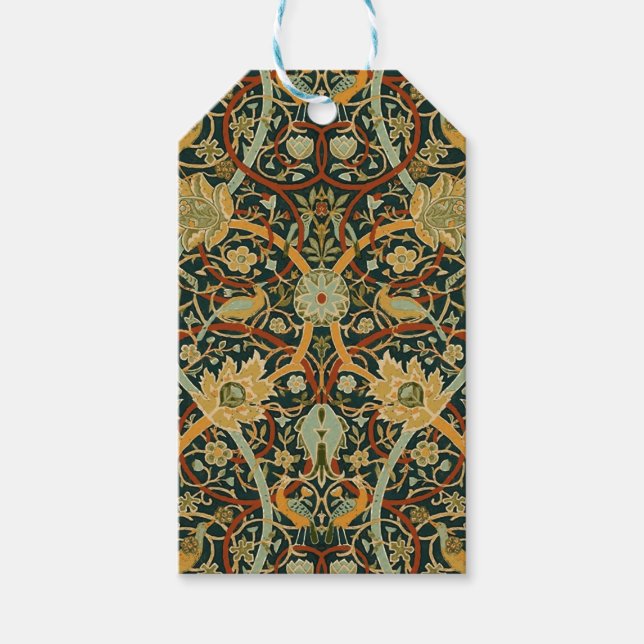 Etiqueta Para Presente Padrão de Tapeçaria da Floresta de William Morris: (Frente)