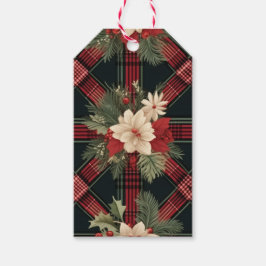 Etiqueta Para Presente Padrão de Tartan Celtico Escocês Azul, Vermelho e