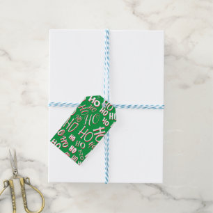 Etiqueta Para Presente Padrão de texto de Natal HO HO HO branco verde ver