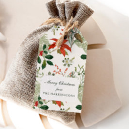 Etiqueta Para Presente Padrão de Verdura de Natal Vintage