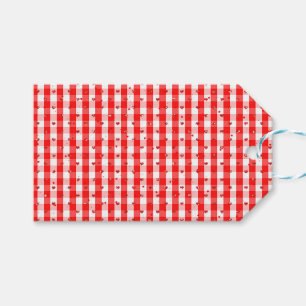 Etiqueta Para Presente padrão do estilo gingham vermelho dia de os namora